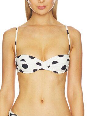 NEW LPA Twyla Bikini Top Black White Polka Dot Polkadot Bandeau Strapless Small